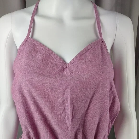 Mossimo Pink Crochet Back Romper 100% Cotton Knit Tie Waist Casual Size M - Picture 3 of 12